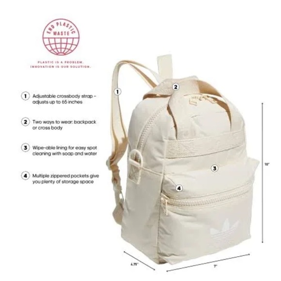 adidas Originals micro 2.0 mini backpack in white - Picture 2 of 5